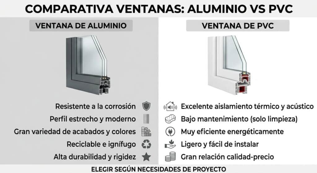 Ventana de aluminio vs PVC